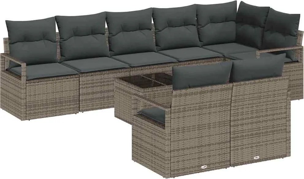 vidaXL Set de canapea 9 pcs Gri poliratan