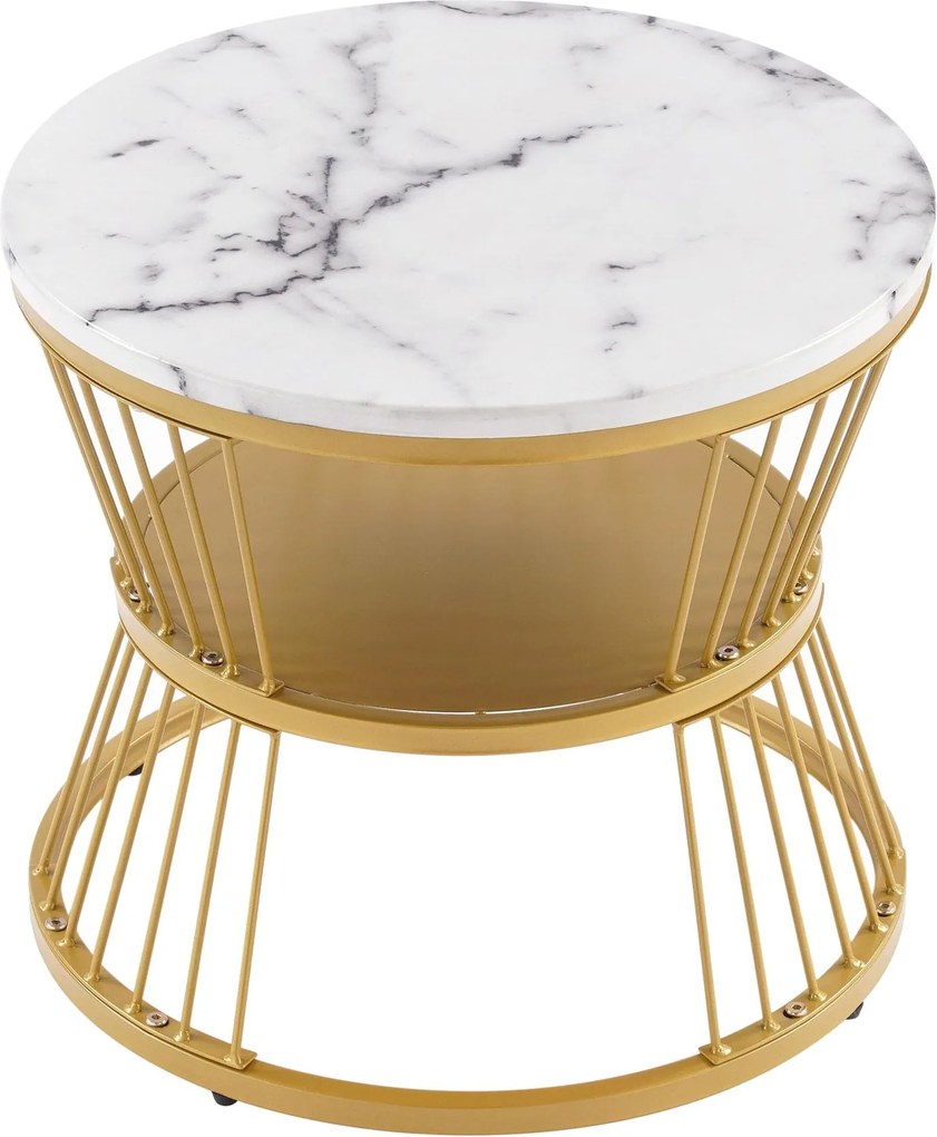 Set modern de măsuțe nesting, 2 piese, 70x70x45 cm/45x45x40 cm, Alb