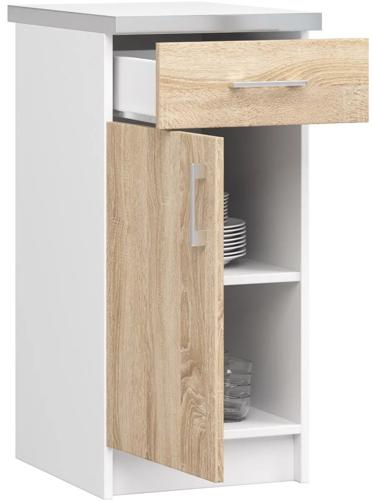Dulap inferior de bucătărie Lula s40 sz1 (Alb mat + stejar sonoma). 1068590