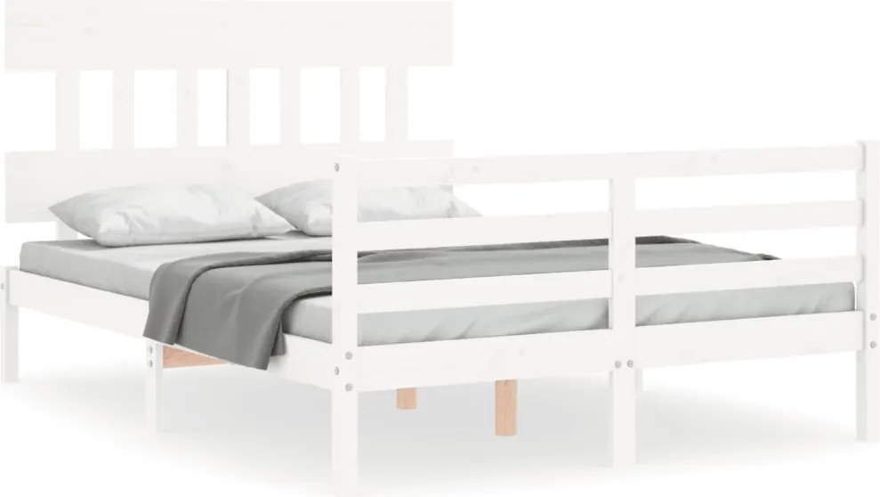 vidaXL Cadru de pat cu tăblie dublu mic, lemn masiv