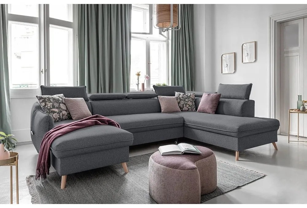 Colțar gri închis extensibil (cu colț pe partea dreaptă) Sweet Harmony – Miuform