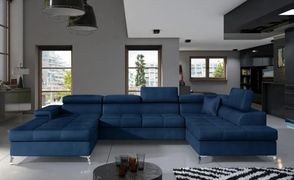 Canapea modulara, extensibila, cu spatiu pentru depozitare, 345x202x90 cm, Eduardo R02, Eltap (Culoare: Roz Piersica / Gri deschis)