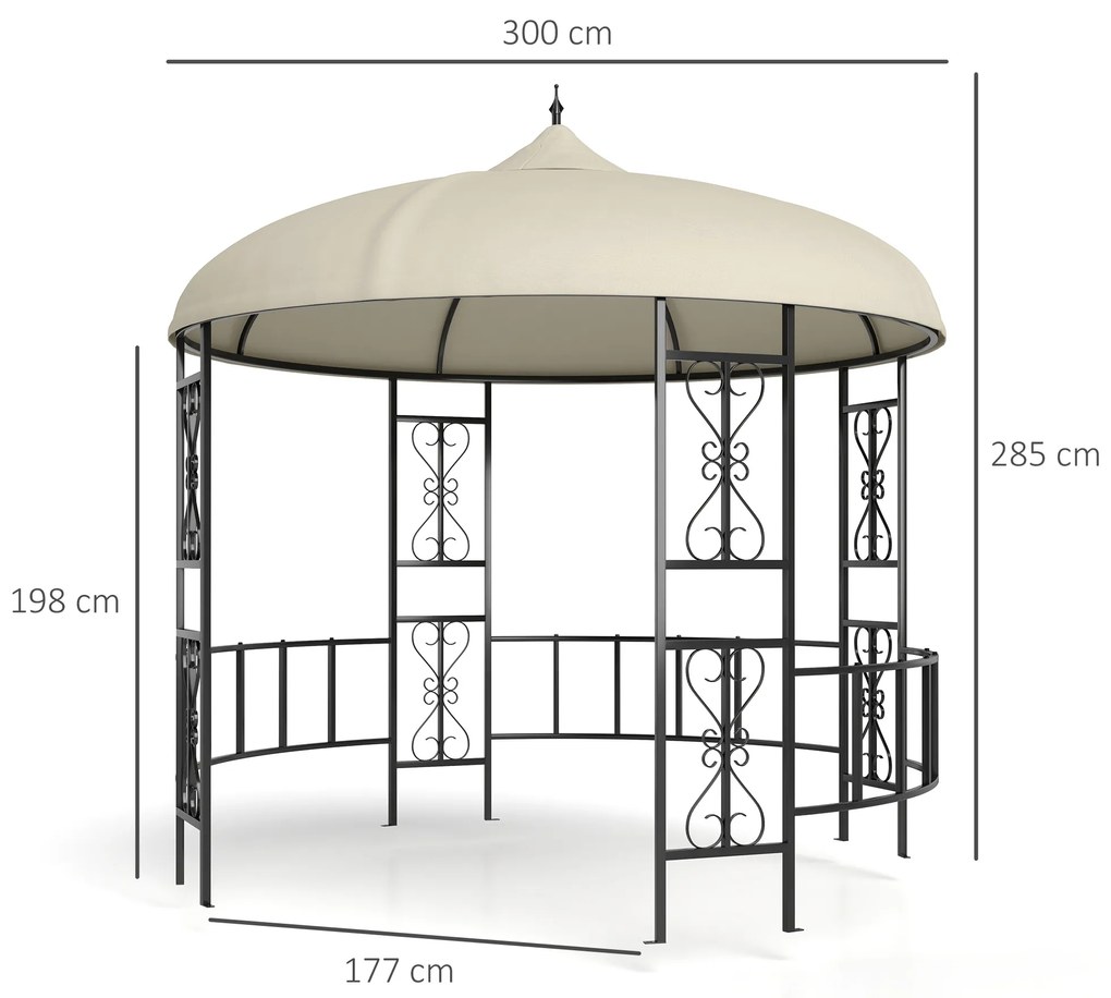 Outsunny Foisor de Gradina Rotund de 3(m), Gazebo Elegant | Aosom Romania