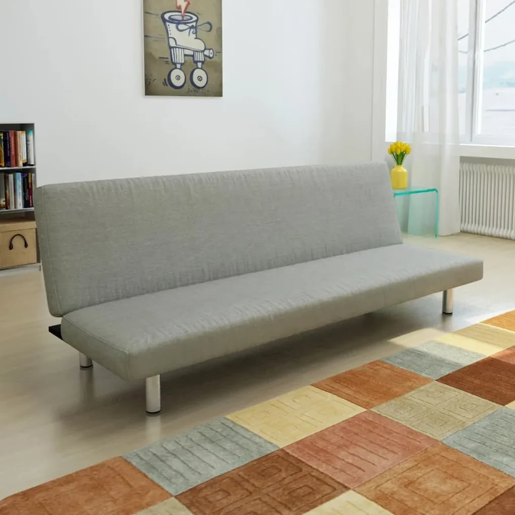 241655 vidaXL Canapea extensibilă, gri, poliester