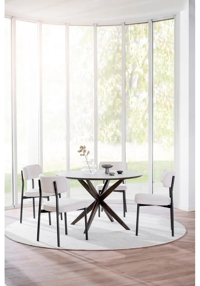 Masă de dining rotundă cu blat cu aspect de lemn de stejar 120x120 cm Calverton - Rowico