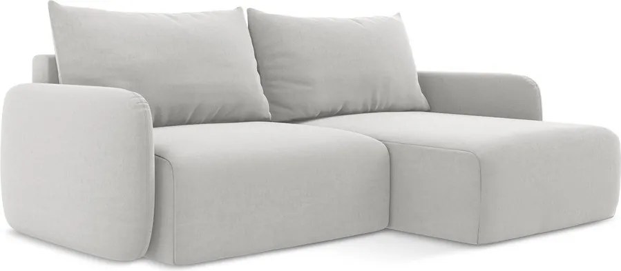 Colțar gri deschis extensibil/cu spațiu de depozitare cu tapițerie din catifea (cu colț pe partea dreaptă/cu șezlong) Kalena – Makamii