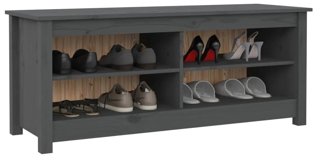 Banca pentru pantofi, gri, 110x38x45,5 cm, lemn masiv de pin 1, Gri, 110 x 38 x 45.5 cm