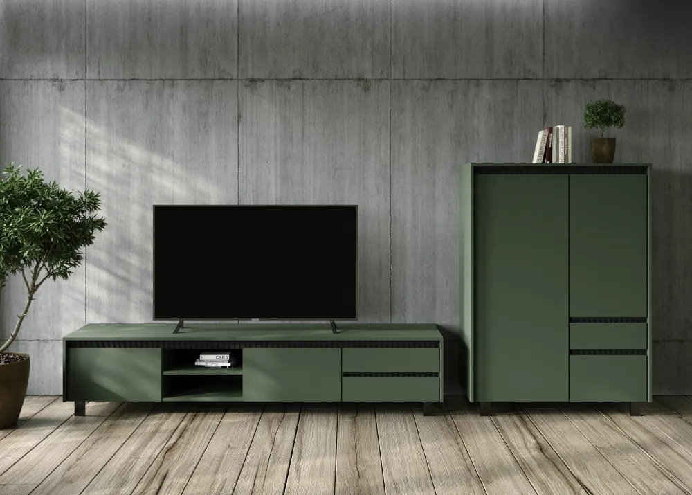 Comodă, verde smoke/negru, LONGY REG1D5S1K