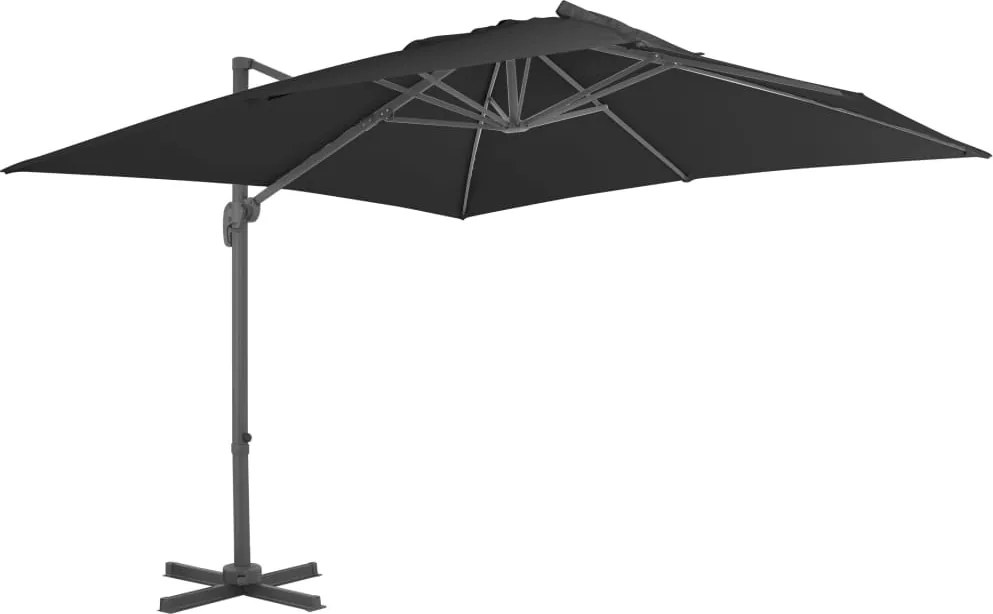 vidaXL Umbrelă în consolă cu stâlp din aluminiu, negru, 3x3 m