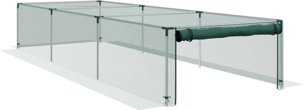 Outsunny Plasă de protecție pentru plante, protecție pentru legume, ușă cu fermoar, cadru din oțel, 125x125x62,5 cm, Grün/Silber | Aosom Romania