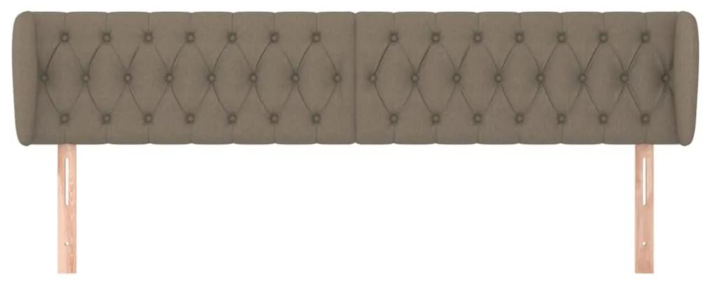 Tablie de pat cu aripioare gri taupe 183x23x78 88 cm textil 1, Gri taupe, 183 x 23 x 78 88 cm