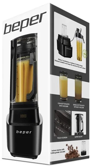 Resigilat: Blender Beper BP.620, 1000W, 1L, BPA Free, Capac izolator fonic, Soft Touch, 2 viteze+Pulse, Negru