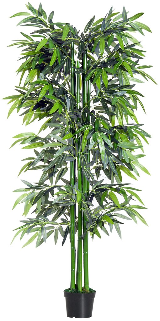 OutSunny Plantă de Bambus Artificială în Ghiveci, Plantă Decorativă pentru Casă, Birou, Interior și Exterior, Ф2.5x180 cm, Verde | Aosom Romania