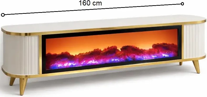 Comoda tv cu semineu Royal, cu led, 160 cm