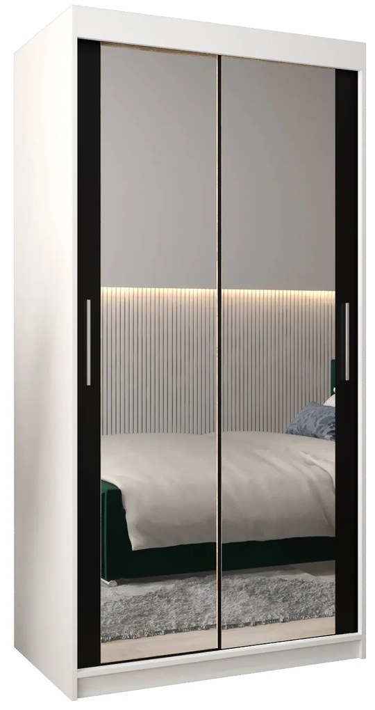 Dulap de haine 100 cm Toki 3 (alb mat + negru mat). 1065042
