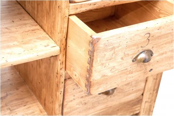 Banc de tamplar, L116 63 H90 cm, 4 sertare, natur, lemn masiv