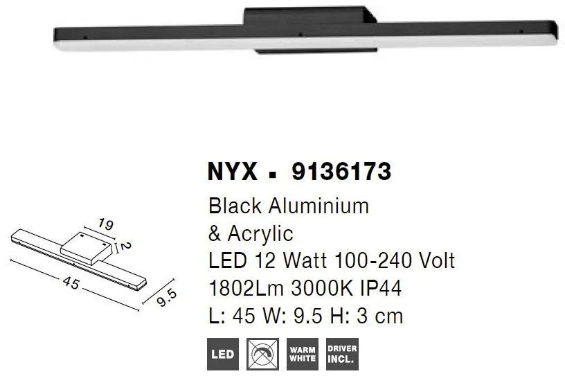 Aplica LED pentru perete baie IP44 NYX