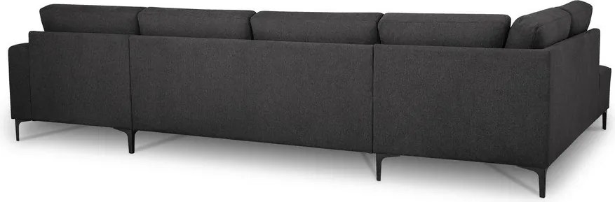 Colțar gri antracit cu tapițerie din chenille (cu colț pe partea stângă/în formă de "U") Fabian – Scandic