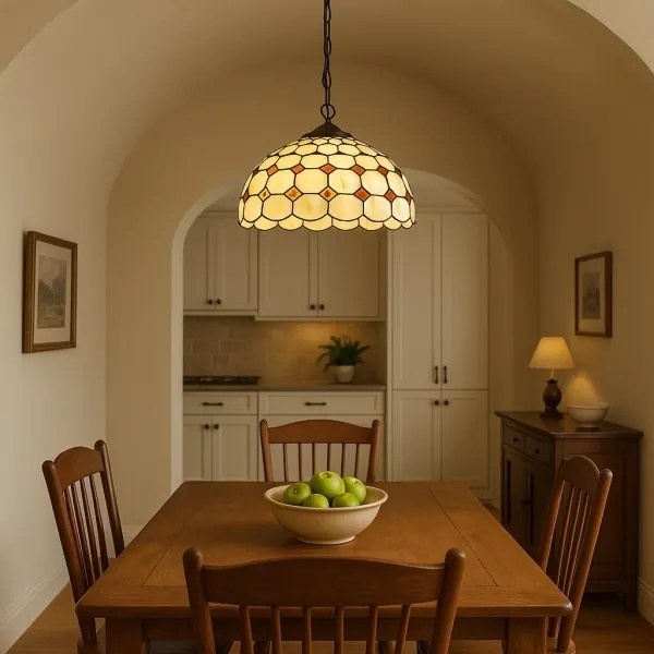 Brilagi - Candelabru Tiffany cu vitralii pe lanț DORAN 2xE27/60W/230V