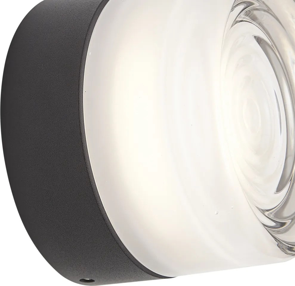 Lampă de perete de design neagră cu sticlă opal IP44 - Michele