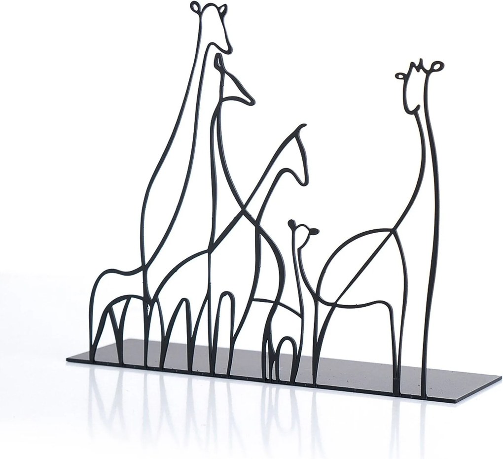 Accesoriu decorativ GIRAFFA, negru, metal, 20x18 cm