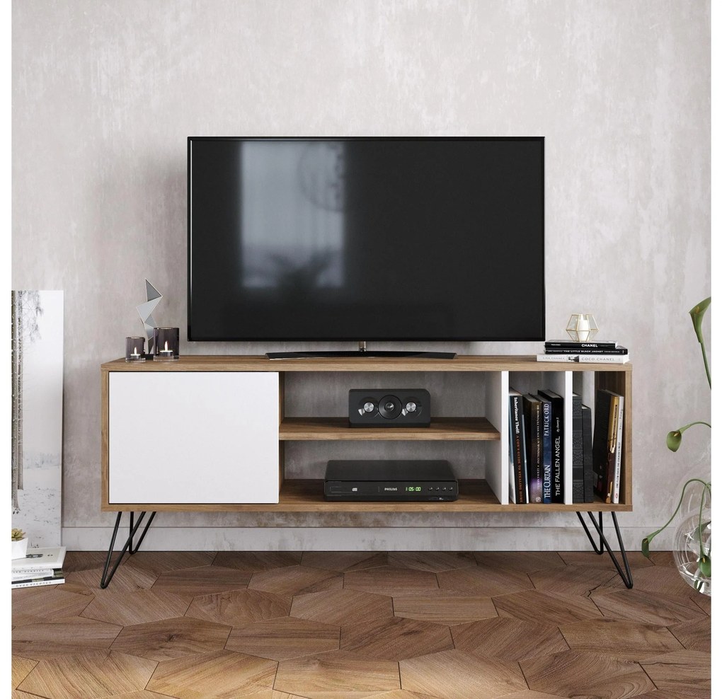 Masă TV/Dulap Mistique 140 (Nuc + Negru + Alb) . 1102364