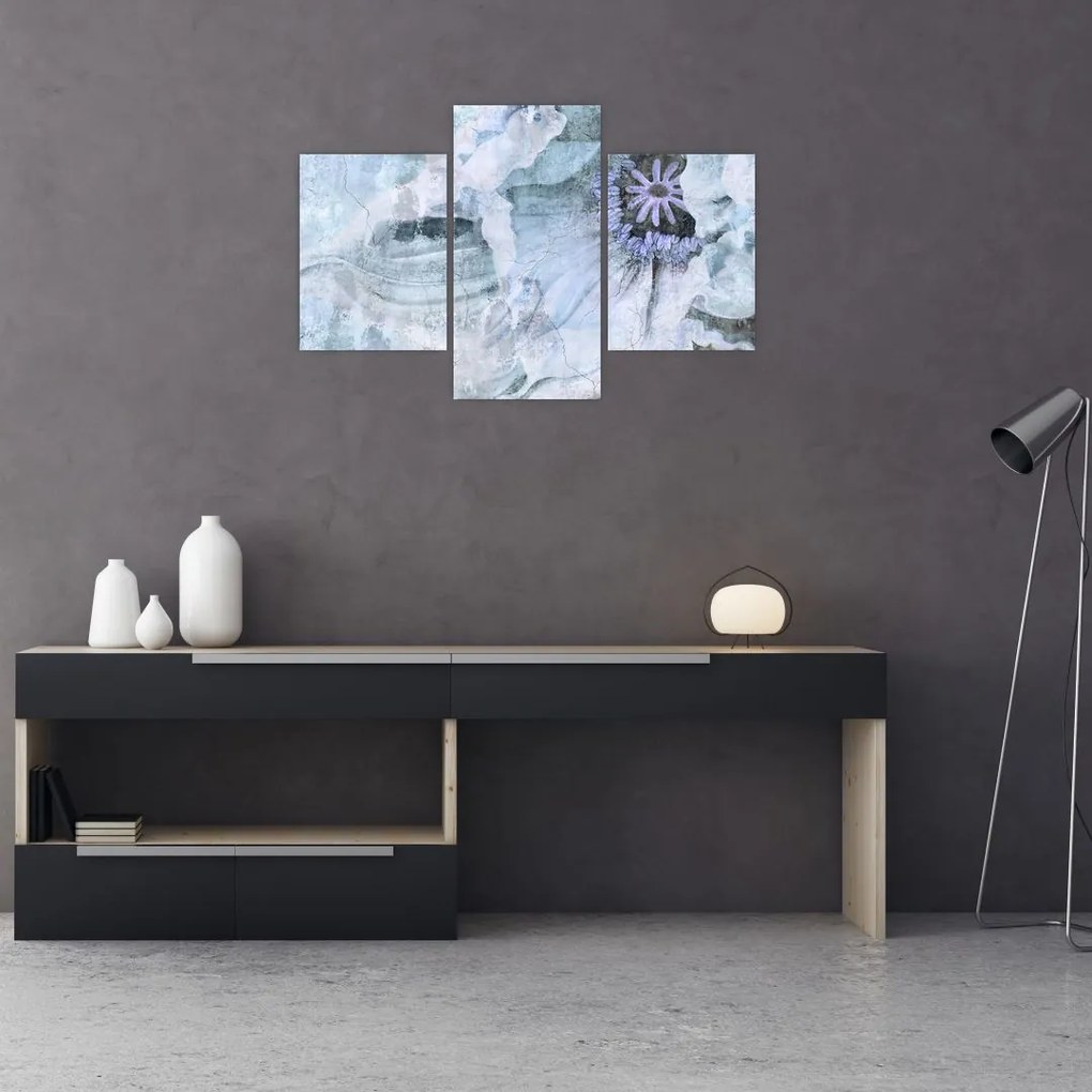 Tablou - Frescă florală pe un perete de cărămidă (90x60 cm)