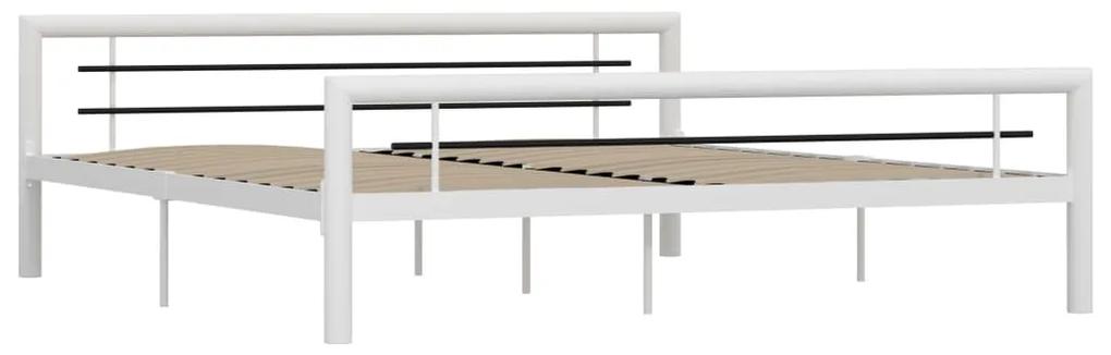 284549 vidaXL Cadru de pat, alb și negru, 180 x 200 cm, metal