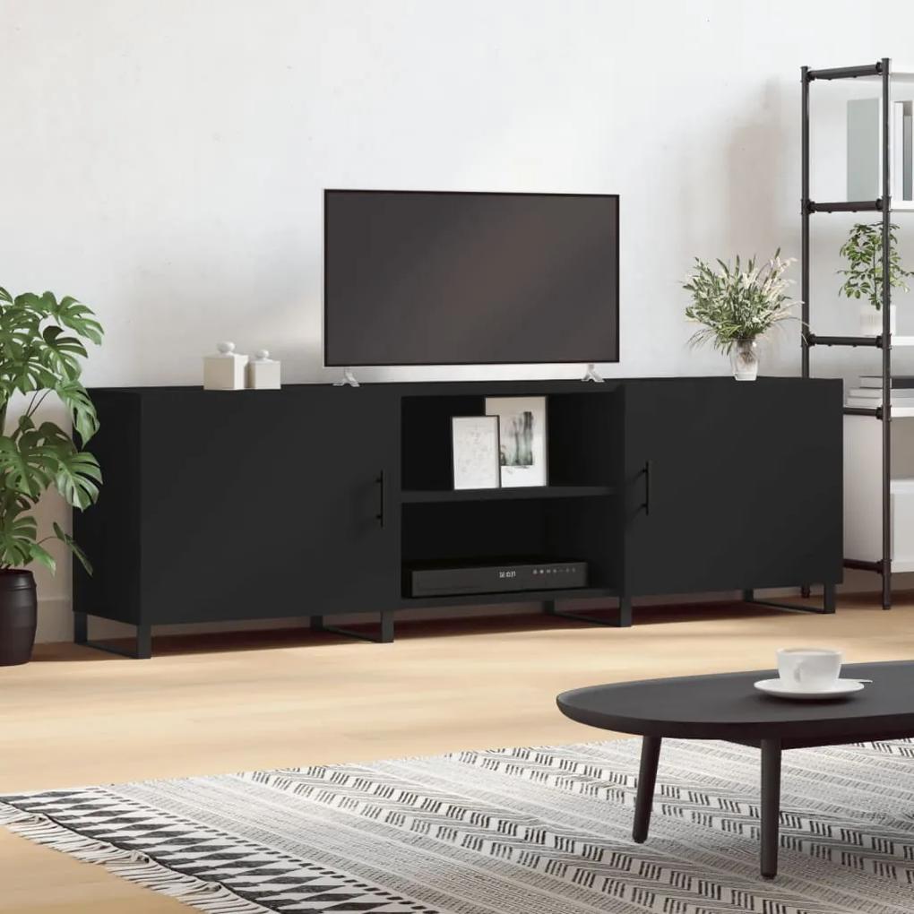 Comoda TV, negru, 150x30x50 cm, lemn compozit