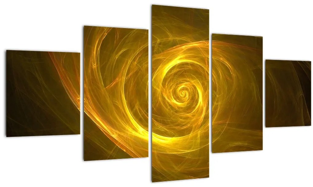 Tablou cu spirala abstractă în galben (125x70 cm), în 40 de alte dimensiuni noi