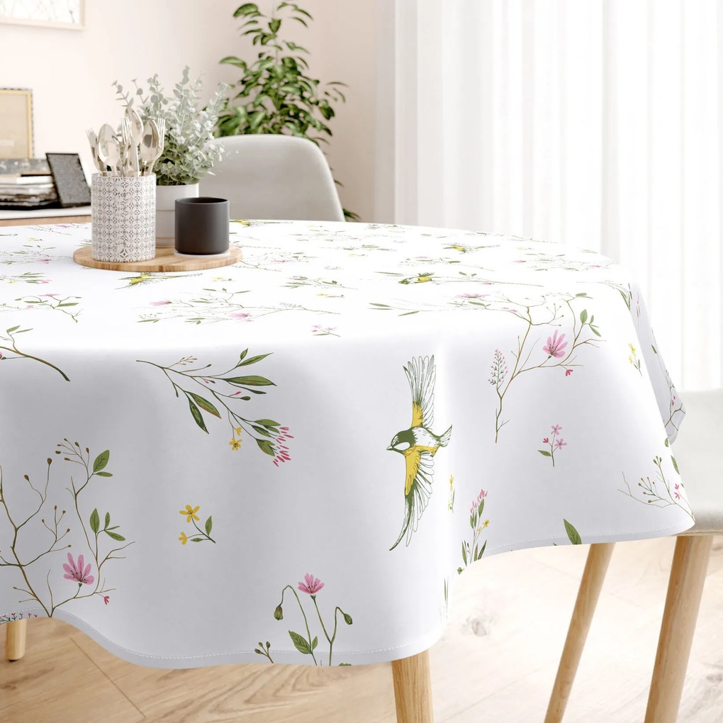 Goldea față de masă 100% bumbac - viața în natură - rotundă Ø 110 cm