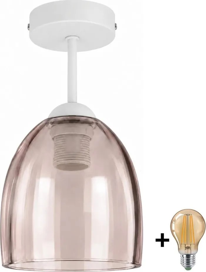 BRILAGI - LED Lampă de tavan aplicată R GLASS 1xE27/60W/230V Ø 17 cm alb/bej fumuriu