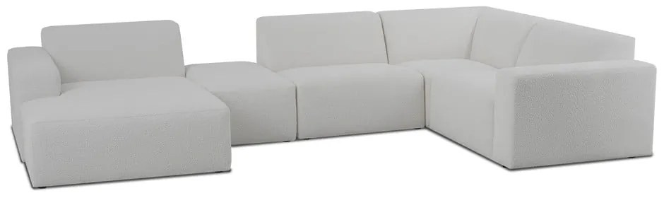 Colțar alb cu tapițerie din stofă bouclé (în formă de "U") Roxy – Scandic