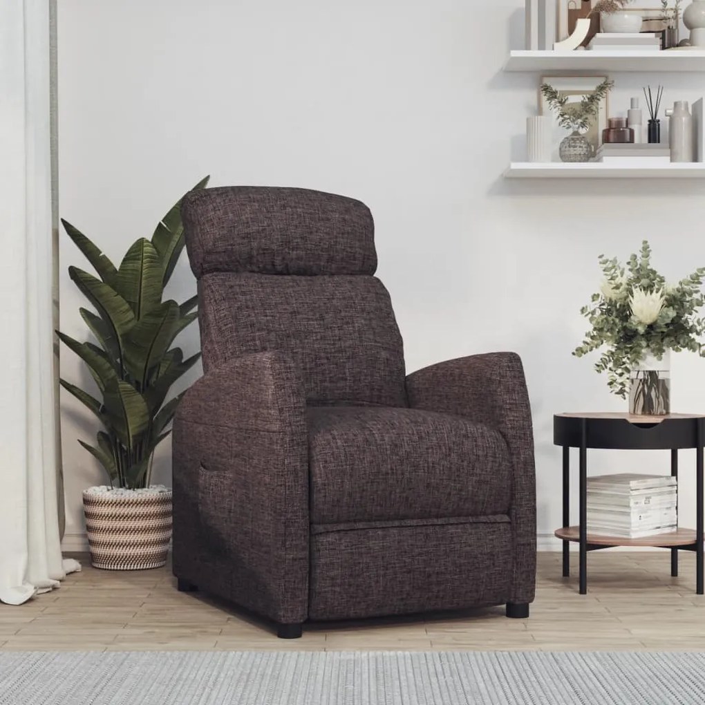 289701 vidaXL Fotoliu rabatabil, maro închis, material textil