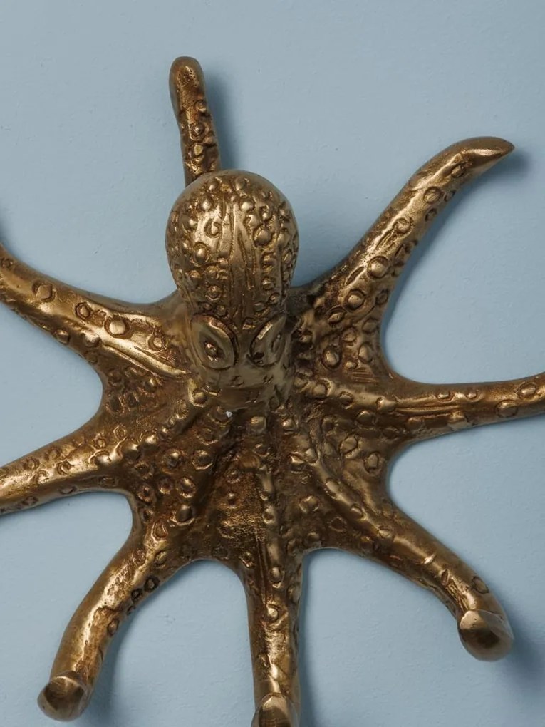 Cuier de perete decorativ, din alama Octopus
