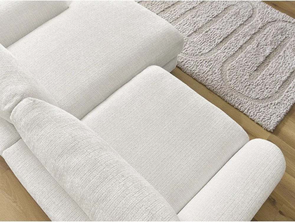 Colțar alb cu tapițerie din chenille (cu colț pe partea dreaptă/cu șezlong) Leonore – Bobochic Paris