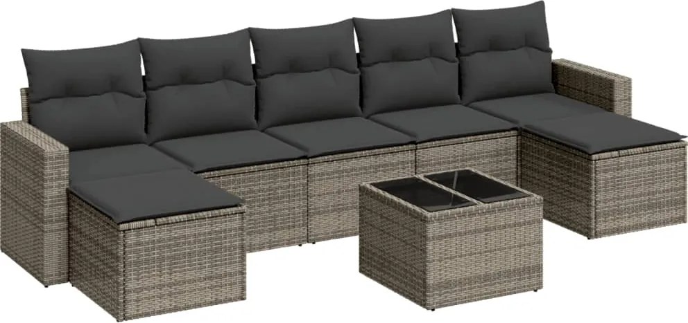 vidaXL Set canapele de grădină cu perne, 8 piese, gri, poliratan
