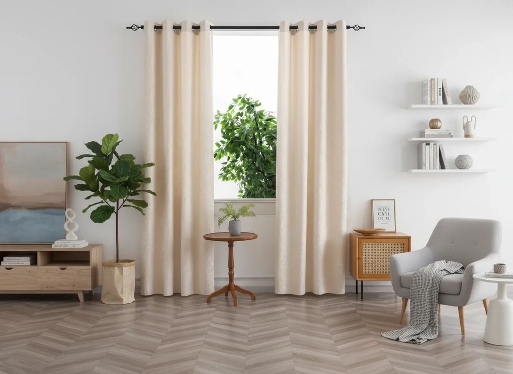 Draperie opaca DUNES VELVET 140x250 cm, crem Agatat: Inele metalice