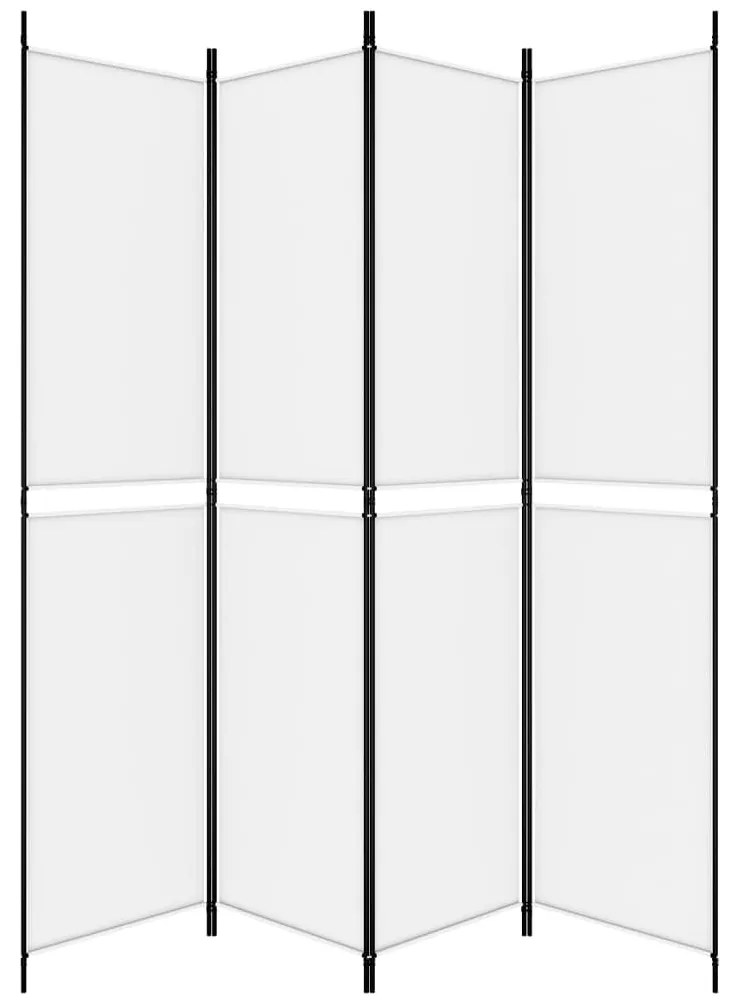 Paravan de camera cu 4 panouri, alb, 200x220 cm, textil Alb, 200 x 220 cm, 1
