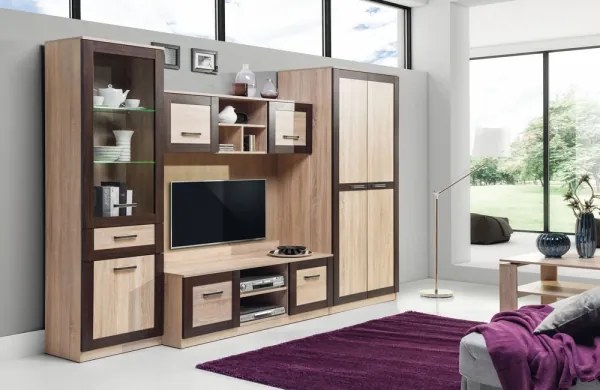 Living Boss 2/Biblioteca, 270 cm x 198 cm x 52 cm, stejar sonoma cu ciocolata