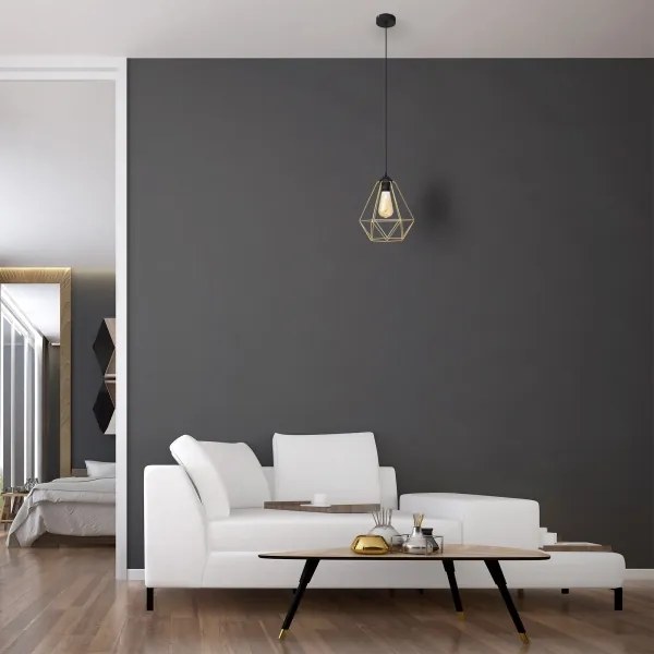 Lustră pe cablu KARO 1xE27/15W/230V auriu/negru