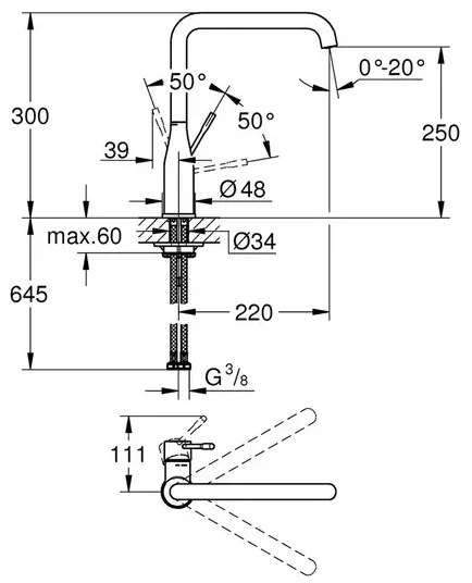Baterie bucatarie Grohe Essence pipa rotativa antracit periat Hard Graphite