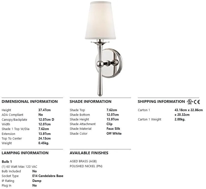 Aplica de perete design clasic ISLIP nichel lucios