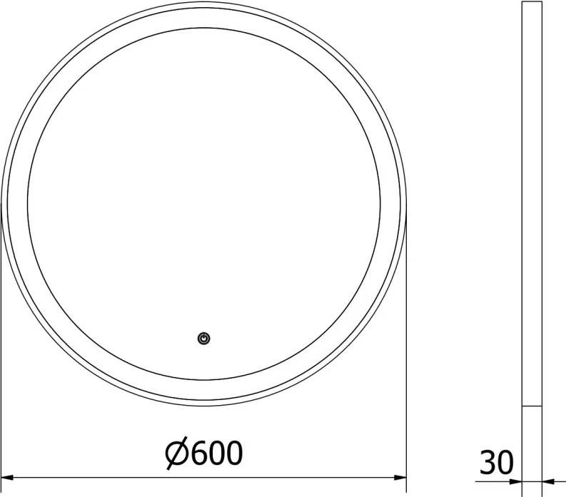 Mexen Esso oglindă de baie iluminată, rotundă 60 cm, LED 6000K, anti-aburire, ramă neagră - 9825-060-060-611-70