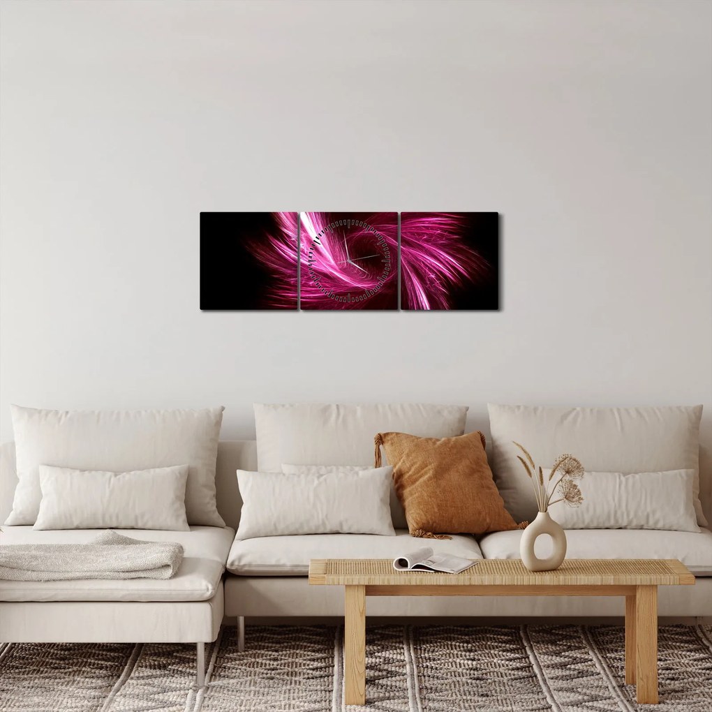 Tablou - abstracția în roz (cu ceas) (90x30 cm)