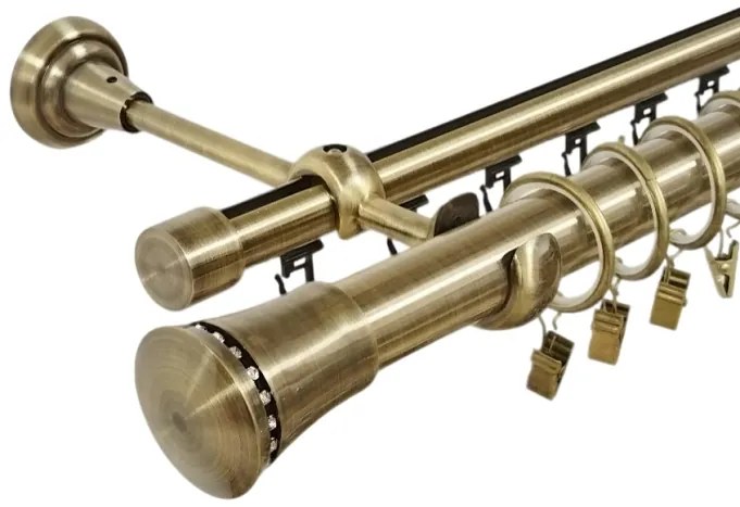 Galerie dubla boston, teava neteda si profil,grosime 25 si 19mm, aur antic (Alege marime: 300 cm)