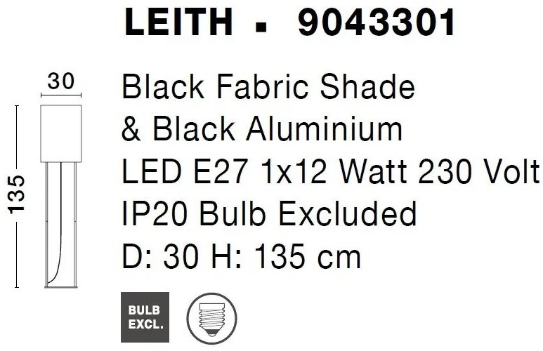 Lampadar, lampa de podea design modern Leith negru