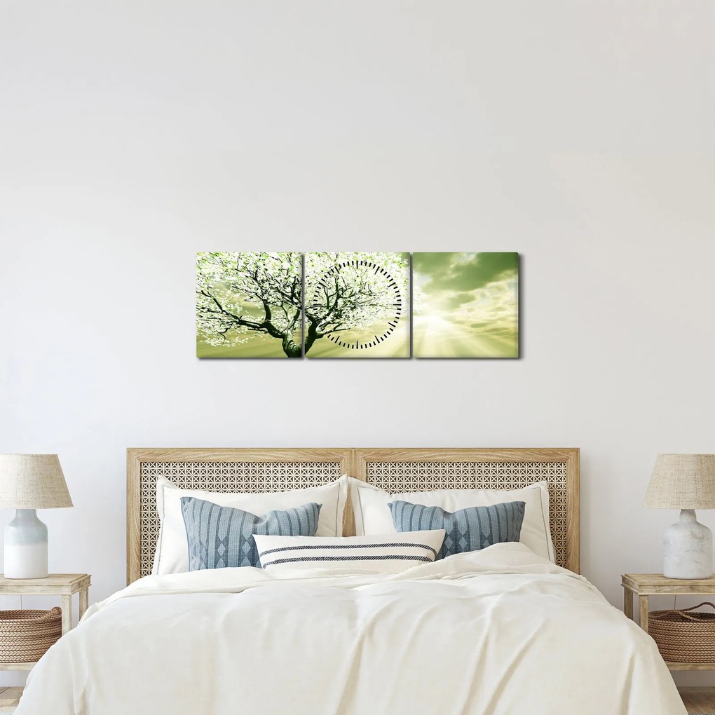 Tabloul cu pomul înflorit (cu ceas) (90x30 cm)