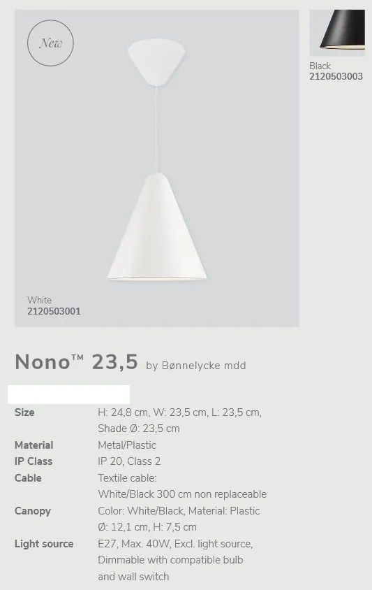 Pendul design modern NONO 23,5 negru 2120503003 NL