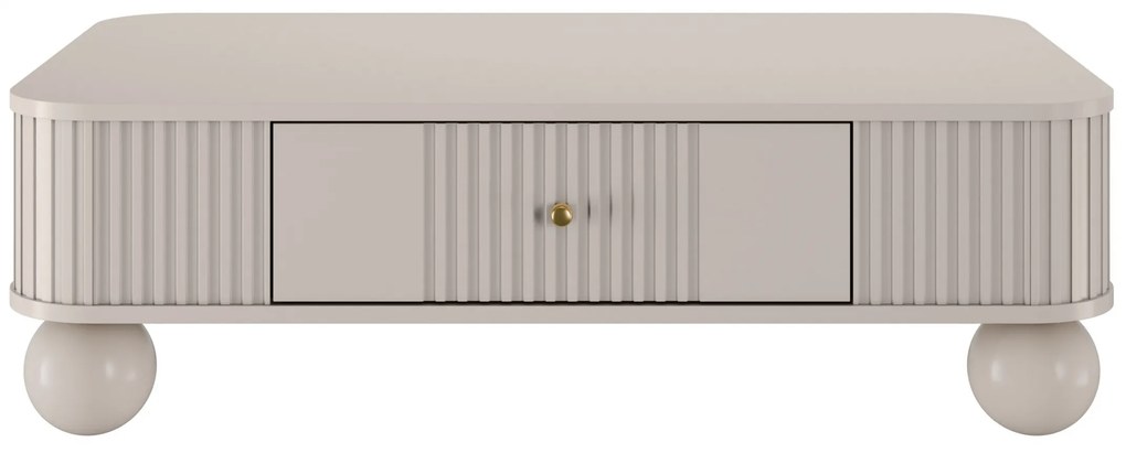 Masă de cafea Vesper 103x60 cm cu sertar - cașmir / mânere aurii / picioare rotunde